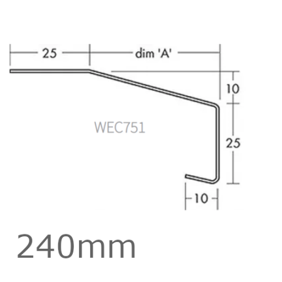 240mm Aluminium Window Sill Extensions WEC 751 (with full end caps - pair) - 2.5m Length.