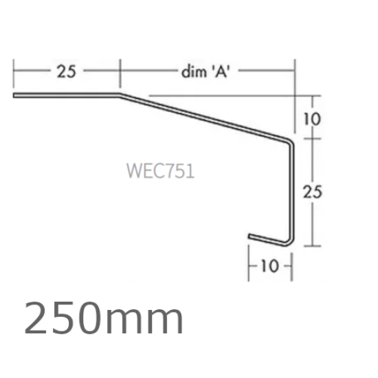 250mm Aluminium Window Sill Extensions WEC 751 (with full end caps - pair) - 2.5m Length.