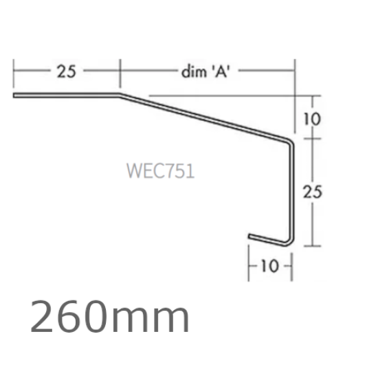 260mm Aluminium Window Sill Extensions WEC 751 (with full end caps - pair) - 2.5m Length.