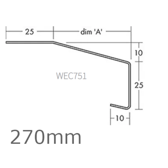 270mm Aluminium Window Sill Extensions WEC 751 (with full end caps - pair) - 2.5m Length.
