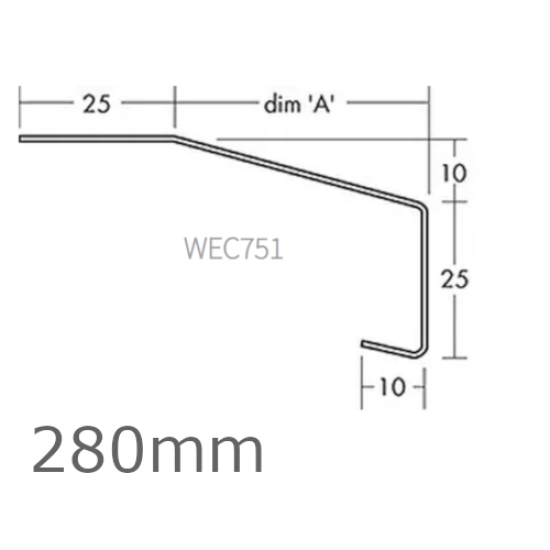 280mm Aluminium Window Sill Extensions WEC 751 (with full end caps - pair) - 2.5m Length.