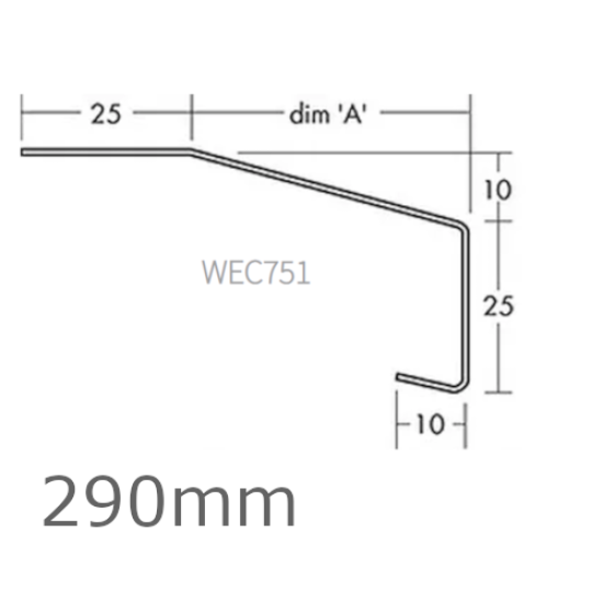 290mm Aluminium Window Sill Extensions WEC 751 (with full end caps - pair) - 2.5m Length.