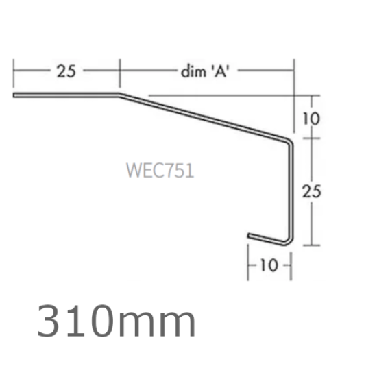 310mm Aluminium Window Sill Extensions WEC 751 (with full end caps - pair) - 2.5m Length.
