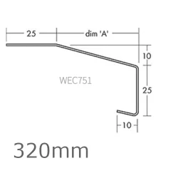 320mm Aluminium Window Sill Extensions WEC 751 (with full end caps - pair) - 2.5m Length.