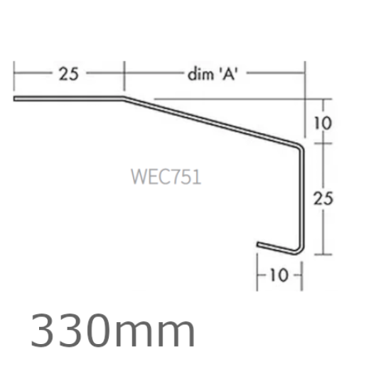 330mm Aluminium Window Sill Extensions WEC 751 (with full end caps - pair) - 2.5m Length.