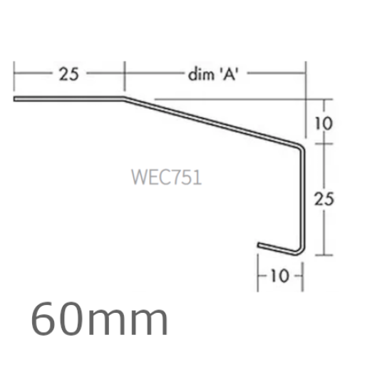 60mm Aluminium Window Sill Extensions WEC 751 (with full end caps - pair) - 2.5m Length.