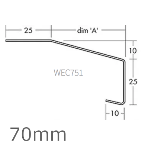 70mm Aluminium Window Sill Extensions WEC 751 (with full end caps - pair) - 2.5m Length.