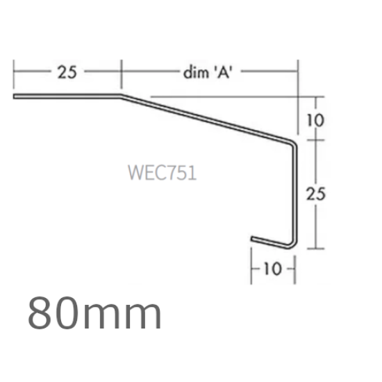 80mm Aluminium Window Sill Extensions WEC 751 (with full end caps - pair) - 2.5m Length.