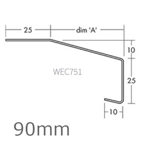 90mm Aluminium Window Sill Extensions WEC 751 (with full end caps - pair) - 2.5m Length.