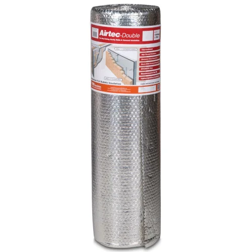 4mm YBS Airtec Double - Reflective Aluminium Foil Bubble Insulation Membrane - 1.05m x 50m. 4mm YBS Airtec Double - Reflective Aluminium Foil Bubble Insulation Membrane - 1.05m x 50m.