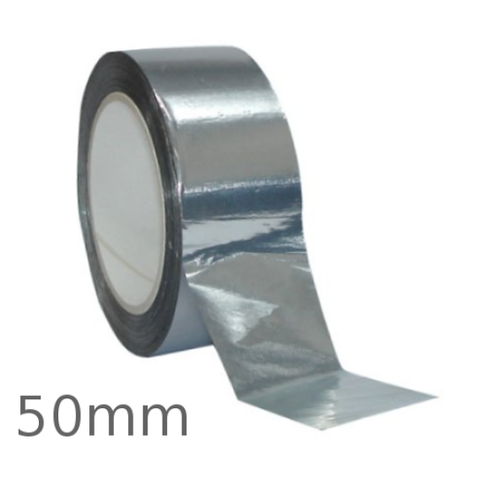 50mm Aluminium Self Adhesive Tape for Foil Faced Insulation - 45m roll