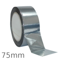 75mm Aluminium Self Adhesive Tape for Foil Faced Insulation - 45m roll 75mm Aluminium Self Adhesive Tape for Foil Faced Insulation - 45m roll