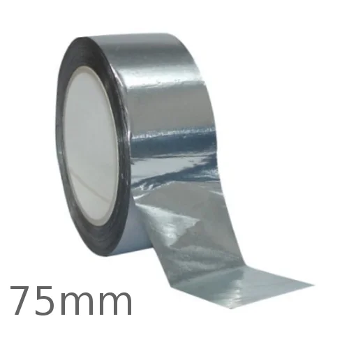 75mm Aluminium Joining Tape - Self Adhesive Tape for Foil Faced Insulation - 50m roll 75mm Aluminium Joining Tape - Self Adhesive Tape for Foil Faced Insulation - 50m roll