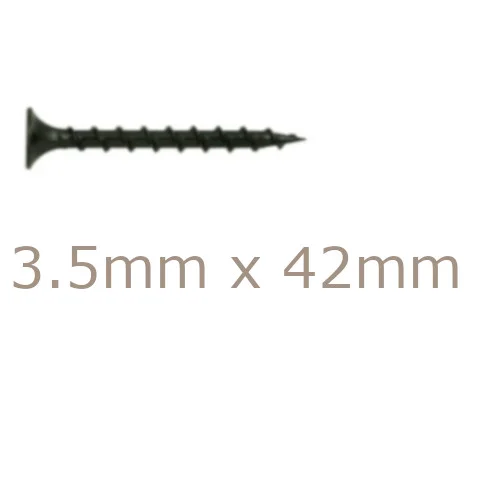 3.5x42mm Drywall Screws - Coarse Thread Sharp Point - box of 1000 3.5x42mm Drywall Screws - Coarse Thread Sharp Point - box of 1000