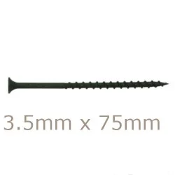 3.5x75mm Drywall Screws - Coarse Thread Sharp Point  - box of 1000