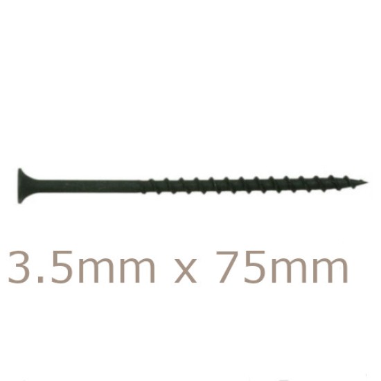 3.5x75mm Drywall Screws - Coarse Thread Sharp Point  - box of 1000