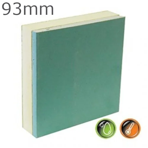 93mm British Gypsum Gyproc Thermaline PIR MR Insulated Plasterboard - (80.5mm PIR and 12.5mm Gyproc MR WallBoard) 93mm British Gypsum Gyproc Thermaline PIR MR Insulated Plasterboard - (80.5mm PIR and 12.5mm Gyproc MR WallBoard)