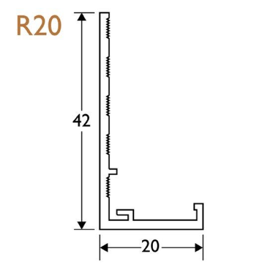 20mm Render Stop Bead PVC - 42mm Wing (pack of 5).