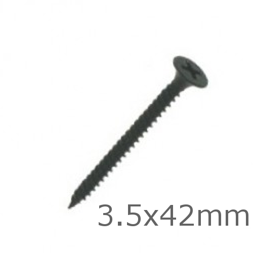 3.5x42mm Black Drywall Screws - Fine Thread - box of 500